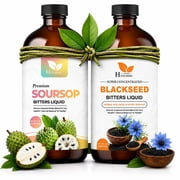 H FOR HERBS Soursop Bitters Liquid with Black Seed Bitters, 2-Pack Herbal Variety Combo, Concentrated Botanical Liquid Blend, 16 fl oz Each