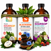 H FOR HERBS Soursop Bitters Liquid with Black Seed & Soursop Mixed Berry Flavor Bitters, 3-Pack Herbal Variety Combo, 16 fl oz Each