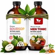 H FOR HERBS Soursop Bitters Liquid with Men Tonic Bitters, 2-Pack Herbal Variety Combo, Concentrated Botanical Liquid Blend, 16 fl oz Each