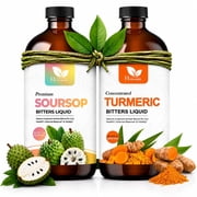 H FOR HERBS Soursop Bitters Liquid with Turmeric Bitters, 2-Pack Herbal Variety Combo, Concentrated Botanical Liquid Blend, 16 fl oz Each