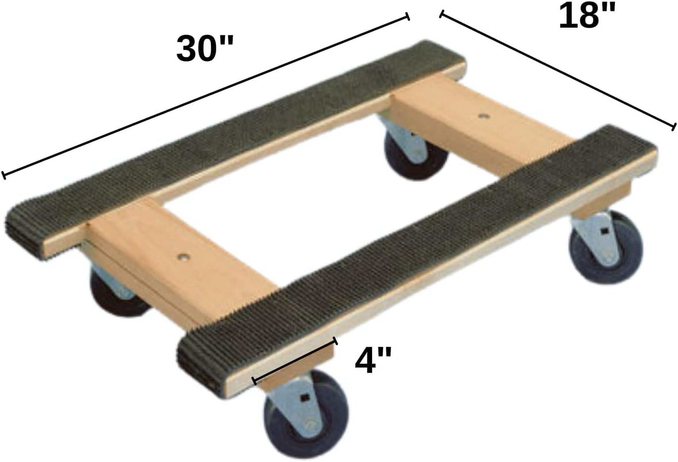 H Frame Oak 4Wheel Movers Dolly for Moving with Full Length Rubber