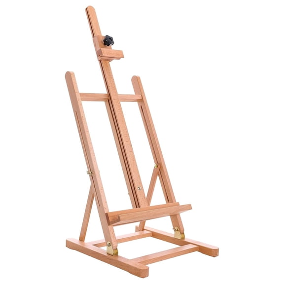 H-Frame Studio Easel - Adjustable Wood Painting Stand for Canvas, Portable Art Table for Watercolor, Oil, Acrylic - 27" Max Canvas Size