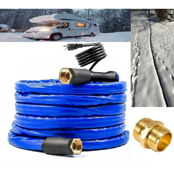 H&G lifestyles 50ft Heated Drinking Water Hose for RV , Freeze Protection Down to -40F, RV Heated Hose Blue