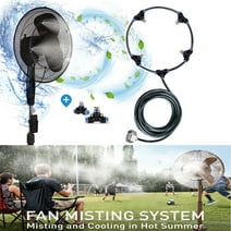 H&G lifestyles Misting System Fan Outdoor Misting Fan System with + 6 Mist Nozzles Misters for Patio Garden Greenhouse