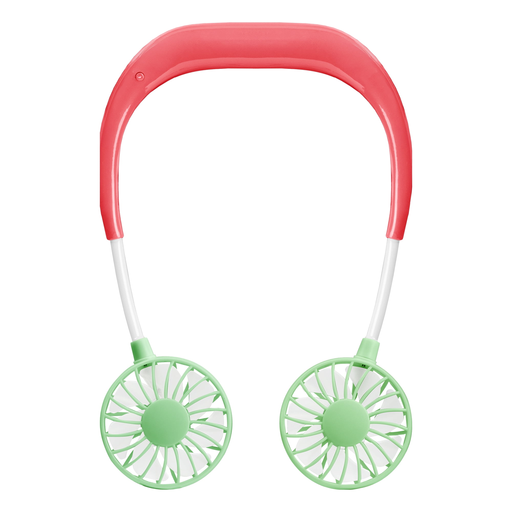 H-GLO Portable Neck Fan with LED Lights, Rechargeable, 3 Speeds, White, 1-Pack