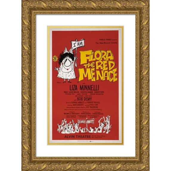 H. Gardner 13x18 Gold Ornate Wood Frame and Double Matted Museum Art Print Titled - Flora the Red Menace (1964)