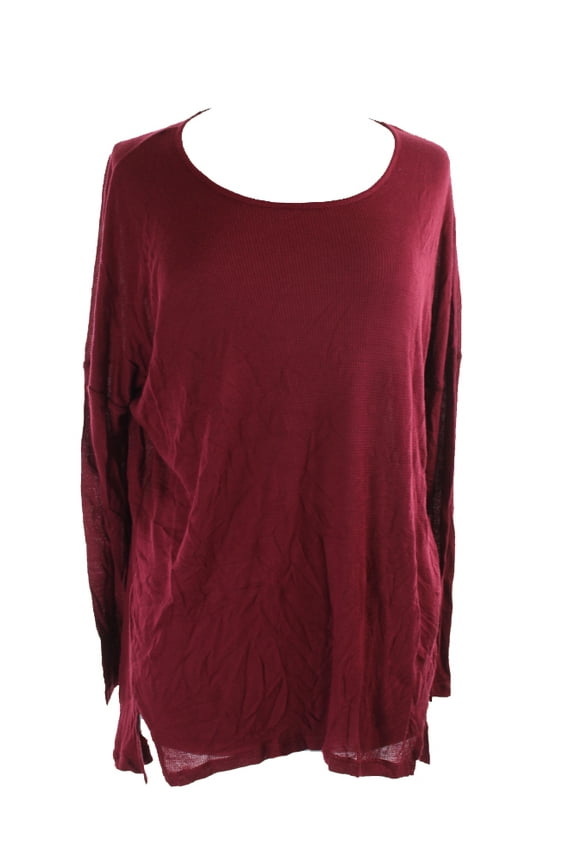 H. H Bass & Co. Berry Long-Sleeve Waffle-Knit Crew Neck Top XS