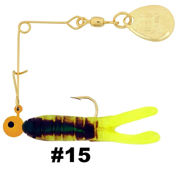 H&H Cajun Spin-Gold 1/16 12 Per Card - Chartreuse Crawfish Order 12 CSG-15