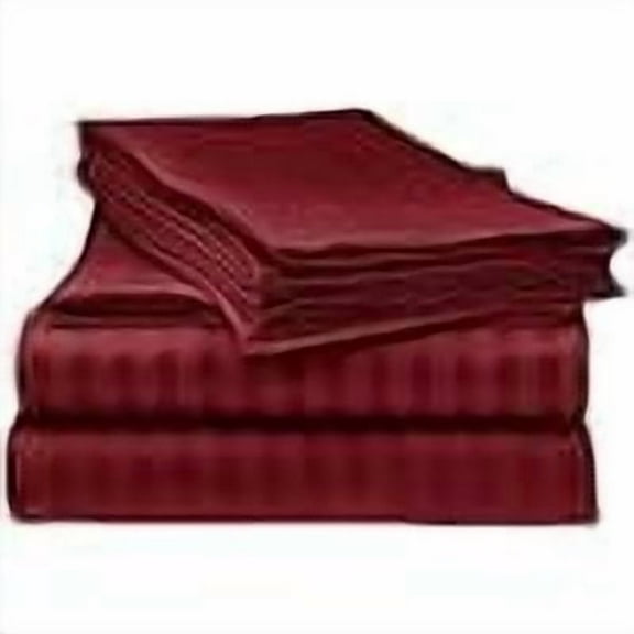 H&H Décor Hotel Quality 4-Piece Sheet Set, Luxuriously Soft Long Staple Egyptian Cotton, Deep Pocket 15", Elegant Stripe Pattern, Premium Bedding Set – Burgundy, Multiple Sizes