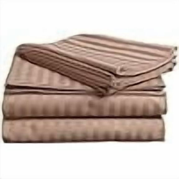 H&H Décor Hotel Quality 4-Piece Sheet Set, Luxuriously Soft Long Staple Egyptian Cotton, Deep Pocket 15", Elegant Stripe Pattern, Premium Bedding Set – Taupe, Multiple Sizes.