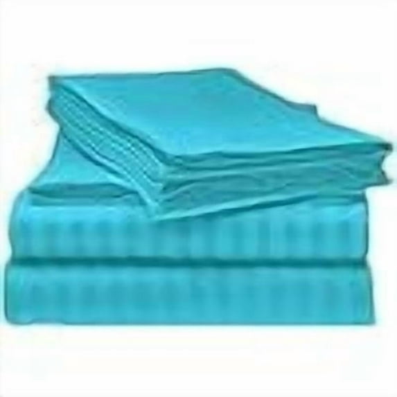 H&H Décor Hotel Quality 4-Piece Sheet Set, Luxuriously Soft Long Staple Egyptian Cotton, Deep Pocket 15", Elegant Stripe Pattern, Premium Bedding Set – Torquoise Blue, Multiple Sizes.