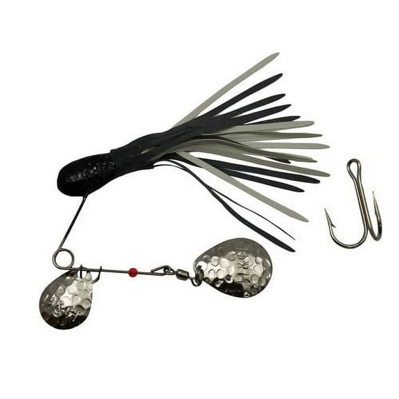 H&H Double Spinner Spinner Bait, Black & White Skirt, 3/8 oz