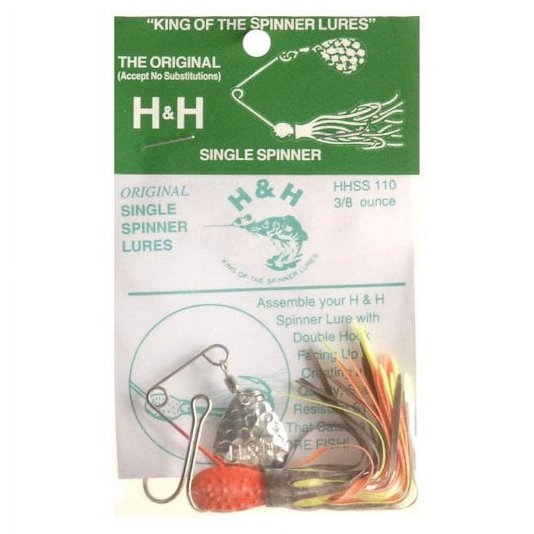 H&H Original Single Spinner Bait, Orange & Chartreuse, 3/8 oz, HHSS110-47