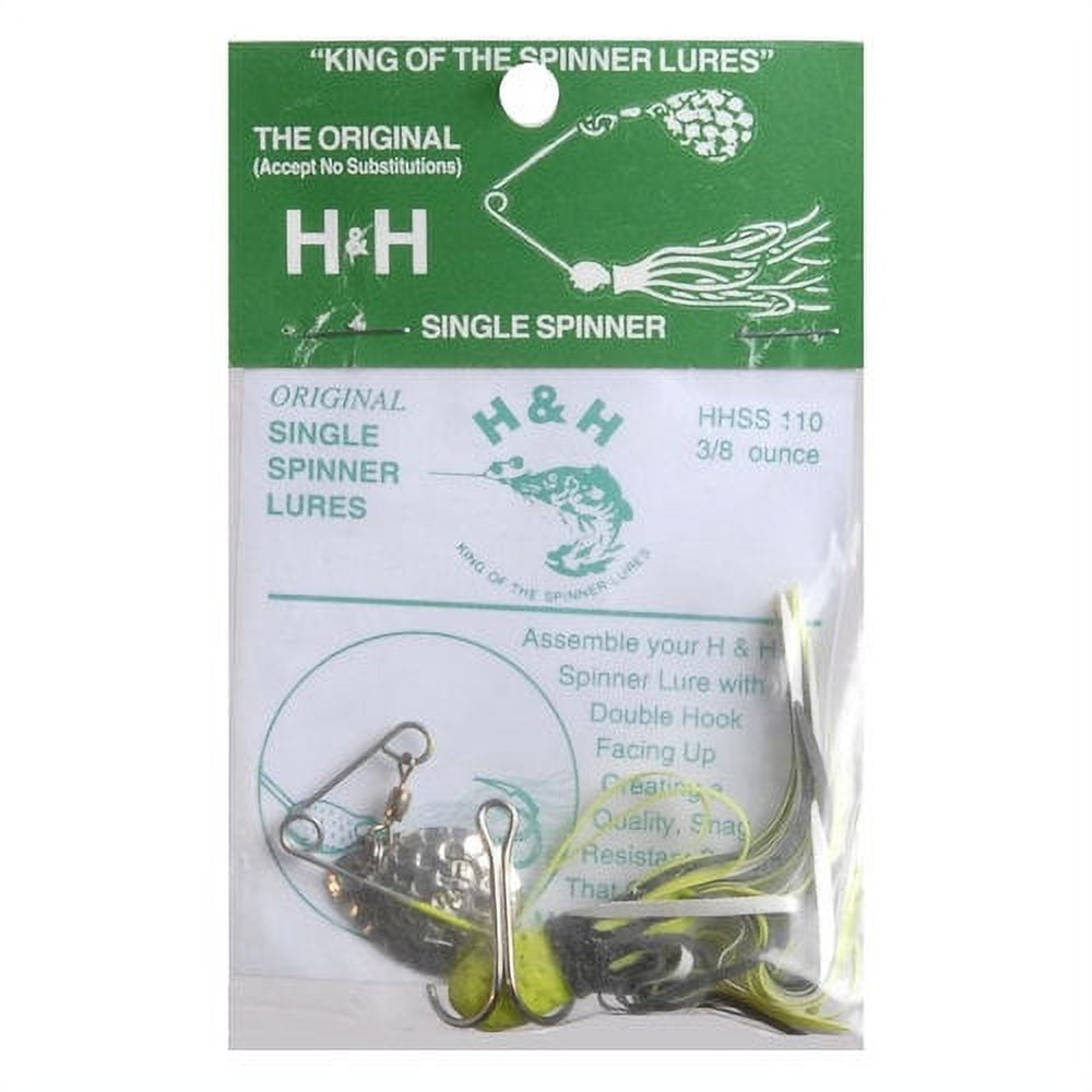 H&H Single Spinner Bait, Chartreuse Black Multi-Colored, 3/8 oz
