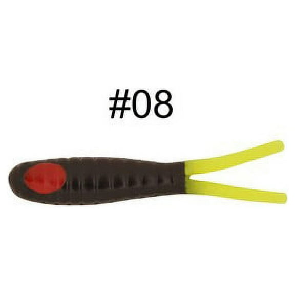 H&H Tackle SR102-08 Red Dot Throat Twin Tails Soft Plastic Ribbed Fishing Lure