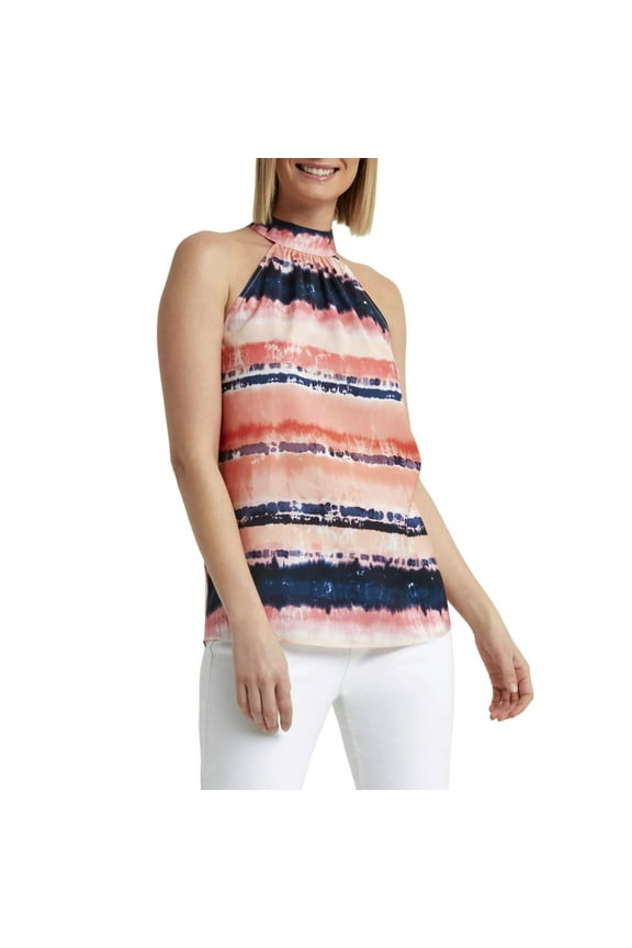 Women's Halter Neck Lava Blossom Printed Blouse Top-Pink / M