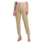 H HALSTON Womens Beige Pocketed Zippered Hook And Bar Closure Wear To Work Straight leg Pants L