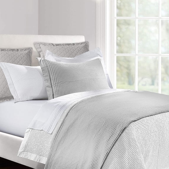 H HIEND ACCENTS Waffle Weave Coverlet, Full/Queen Gray