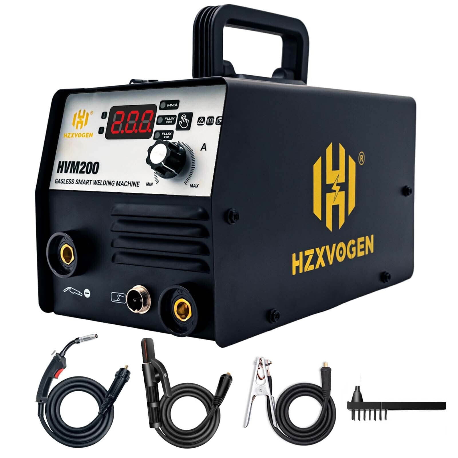 H HZXVOGEN 2IN1 MIG Welder, 110V, 200Amp, Gasless, IGBT, 5kg