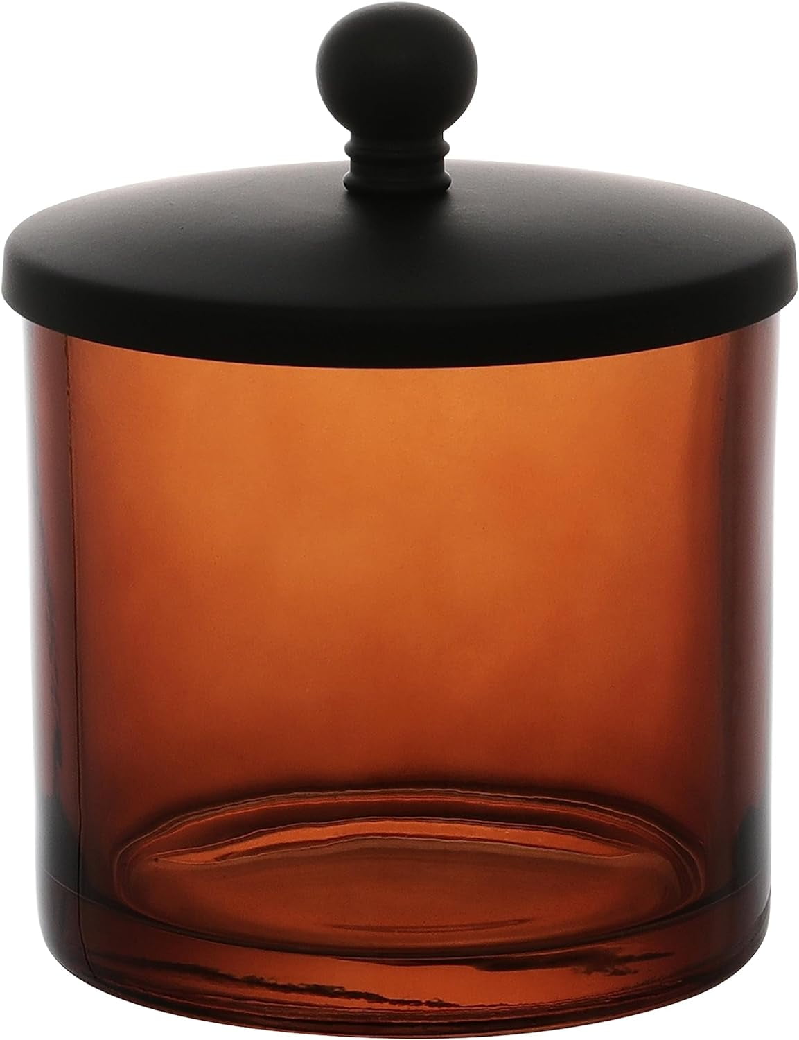 H Halston Amber Glass Qtip Jar Set Elegant Bathroom Accessories for