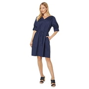 H Halston Womens Button Dress Navy L