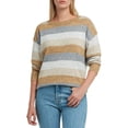 thumbnail image 1 of H Halston Womens Drop Shoulder Ribbed rm Crewneck Sweater, 1 of 1