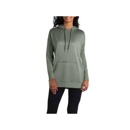 H Halston Womens Heathered Mixed Media Hoodie