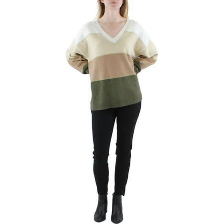 H Halston Womens Metallic V-Neck V-Neck Sweater