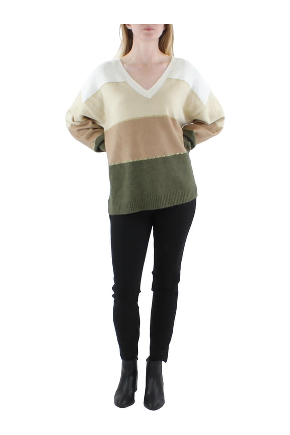 Womens Metallic V-Neck V-Neck Sweater