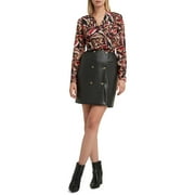 H Halston Womens Printed Surplice Midi Dress