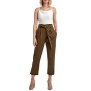 H Halston Womens Tie Front Skinny Pants Army Green XL