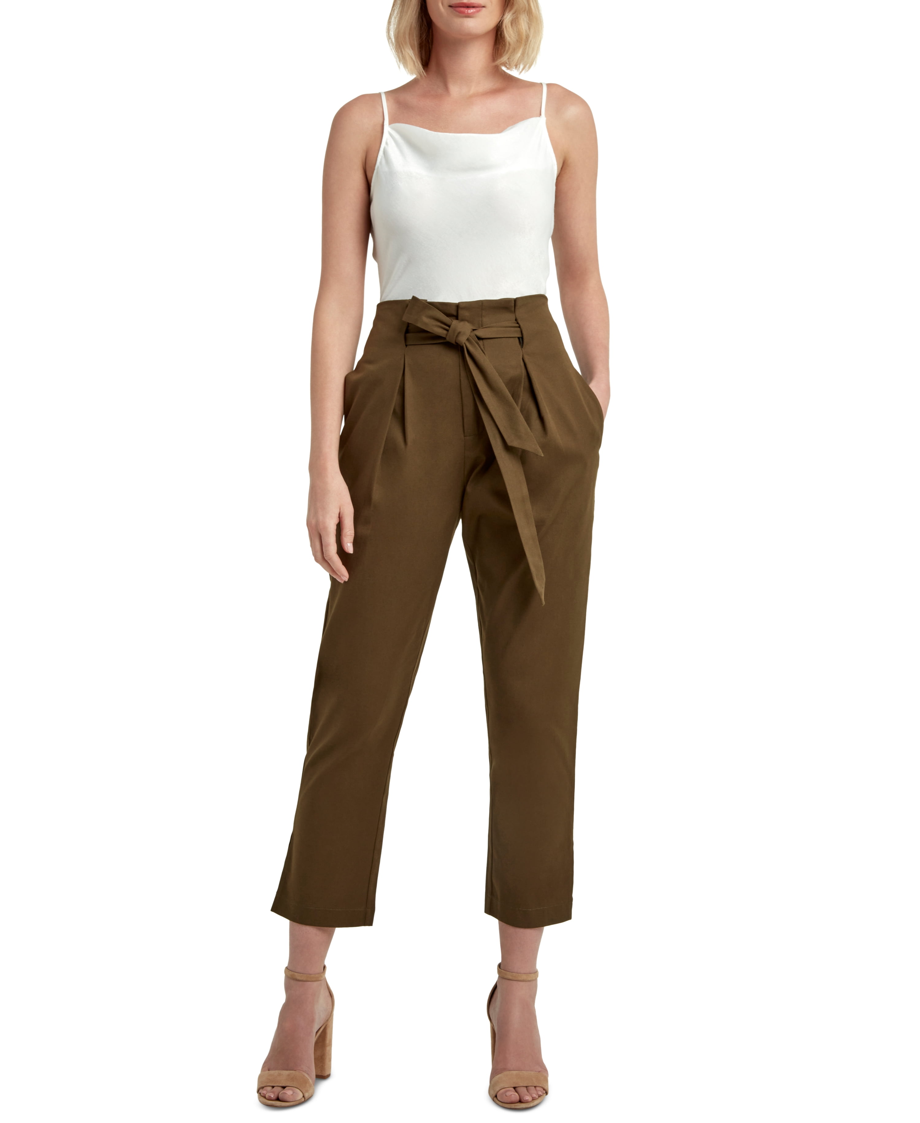 H Halston Womens Tie Front Skinny Pants Army Green XL Walmart