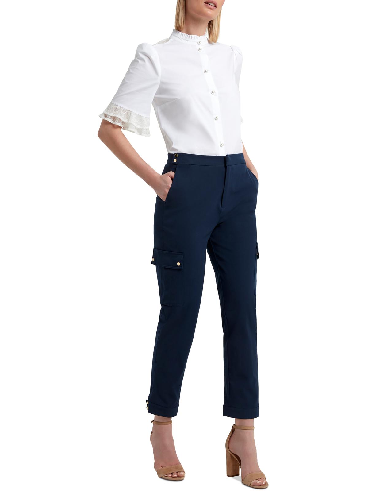 H Halston Womens Twill Knit Cargo Pants