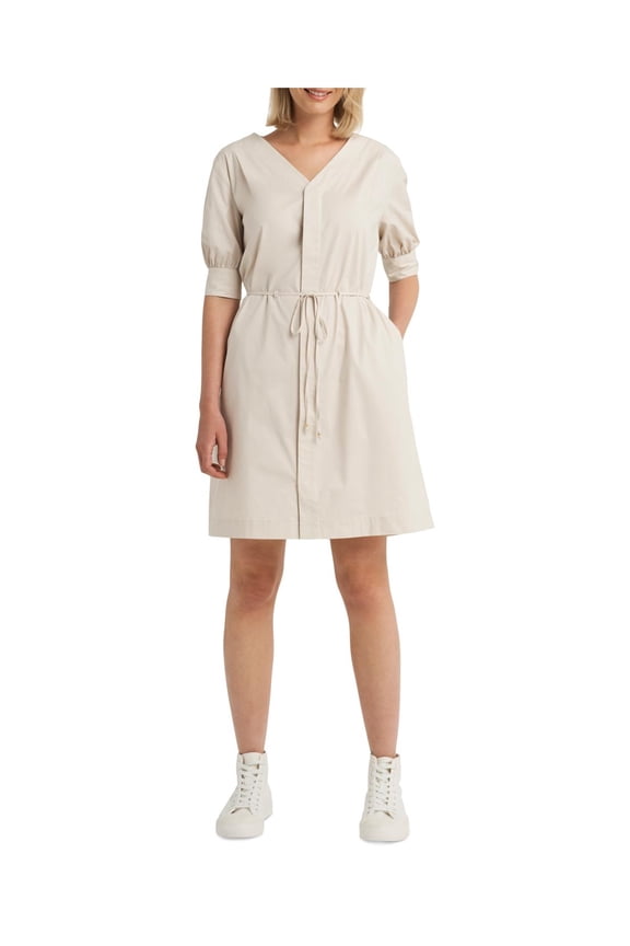 Womens Button Dress Stone L