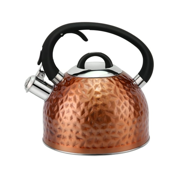 Copper Tea Kettle Stainless Steel Teapot Whistling Kettle Unique Button Control Kettle Outlet Loud Whistle Food Grade Teapot 3.2 Quart / 3 Liter Bronze