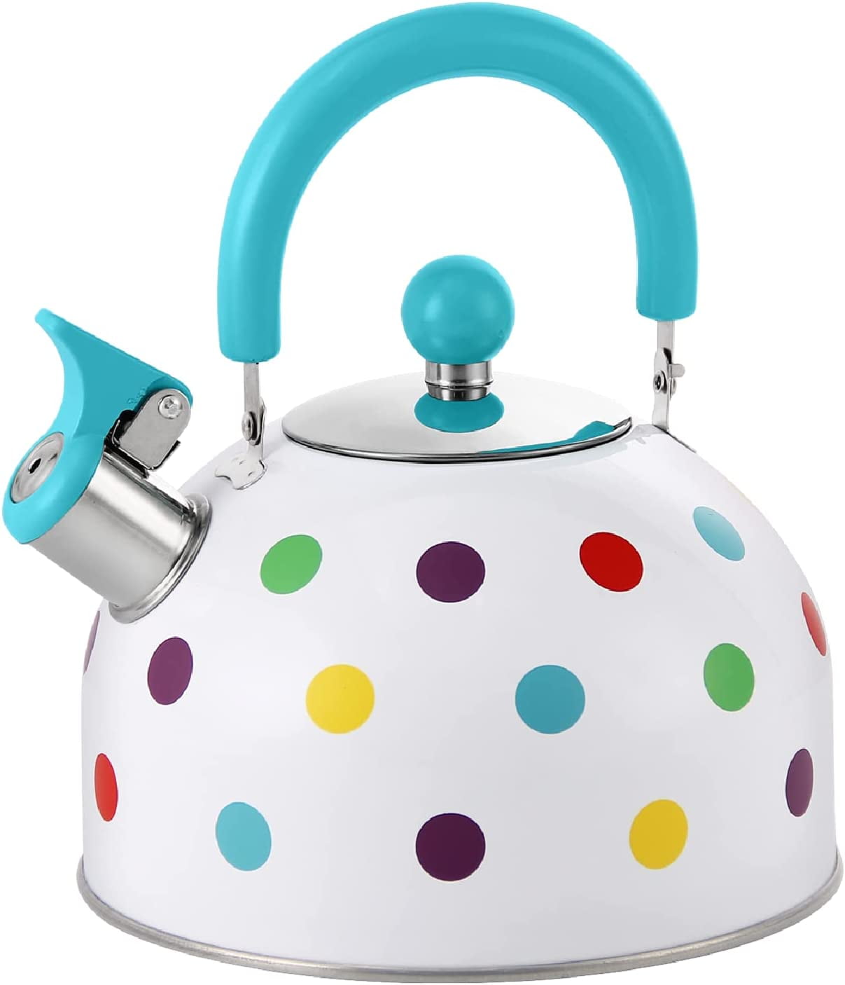H Haus Roland Tea Kettle Stovetop Whistling Colorful Polka Dots Kettle