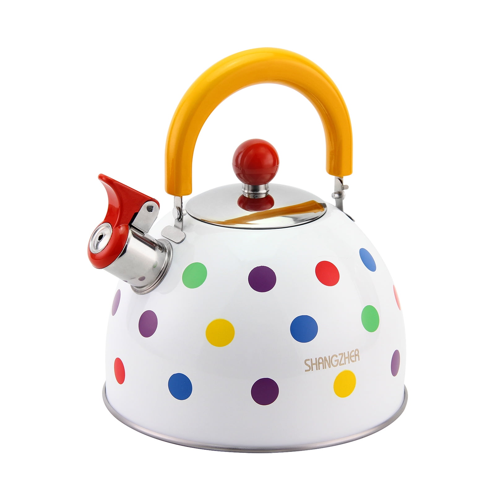 Home-X Santa Claus Whistling Kettle, Porcelain Coated Steel Kettle for Boiling Water, Cute Red Teapot, 2-Liter Capacity, 9 L x 7 W x 9 H