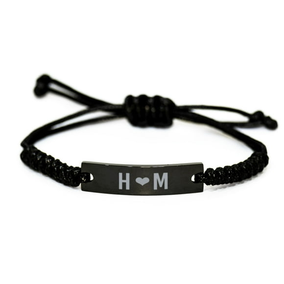 H Heart M Bracelet H and M Initial Letters for Men Couple Personalized Name Monogram Anniversary Christmas Wife Husband