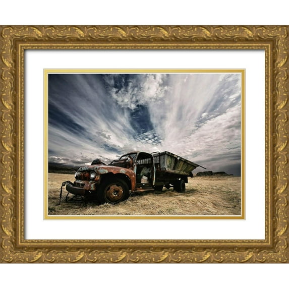 H. Ingibergsson, Torsteinn 14x11 Gold Ornate Wood Framed with Double Matting Museum Art Print Titled - Rusty Truck