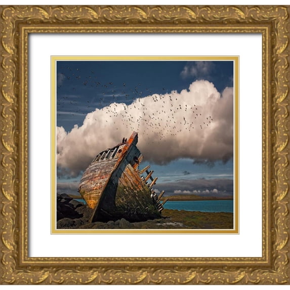 H. Ingibergsson, Torsteinn 16x15 Gold Ornate Wood Framed with Double Matting Museum Art Print Titled - Placid