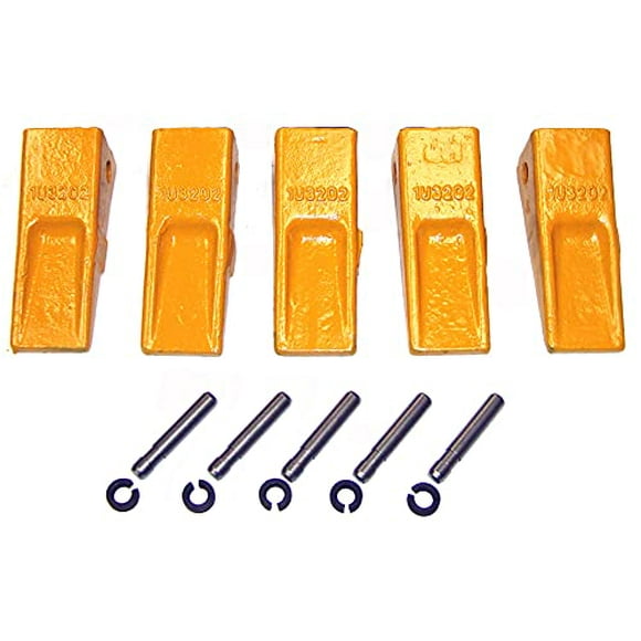 H&L Tooth Company 1U3202 CAT Caterpillar Style J200 General Purpose Dirt Excavator Bucket Teeth (5 Pack) with Pins and Retainers | 1U-3202