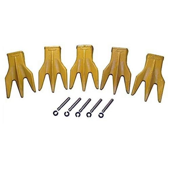 H&L Tooth Company 1U3202TR3 CAT Caterpillar Style J200 Triple Tiger Trident Excavator Bucket Teeth (5 Pack) with Pins and Retainers | 1U-3202