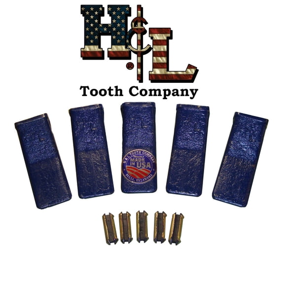 H&L Tooth Company 230SP (USA Forged 230SP) Orginal Backhoe Bucket Teeth + 23FP Flexpins (5-Pack) for Deere, Case, JBC, and More | 23 | 230 (Forged 230SP)