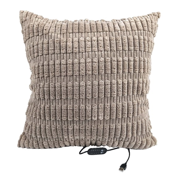 H Light Brown Usb Electric Heated Pillow Cover With 5 Temperature Settings Timer For Office Couch Bed Warming Pad Washable