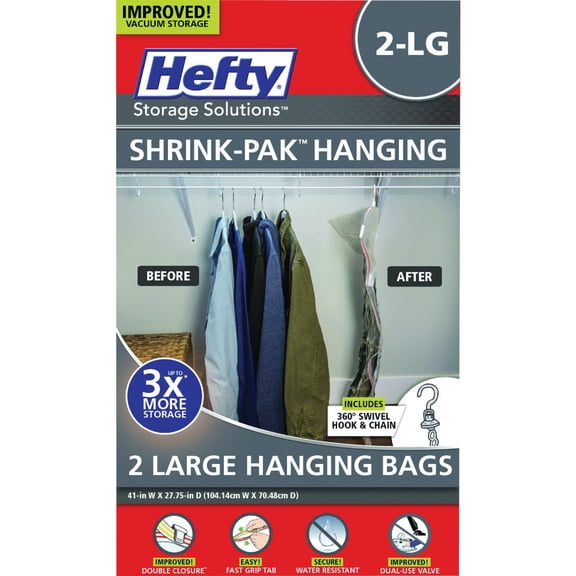 H M S Mfg. Co. Hefty Hanging Vacuum Seal Storage Bags - Pack of 6