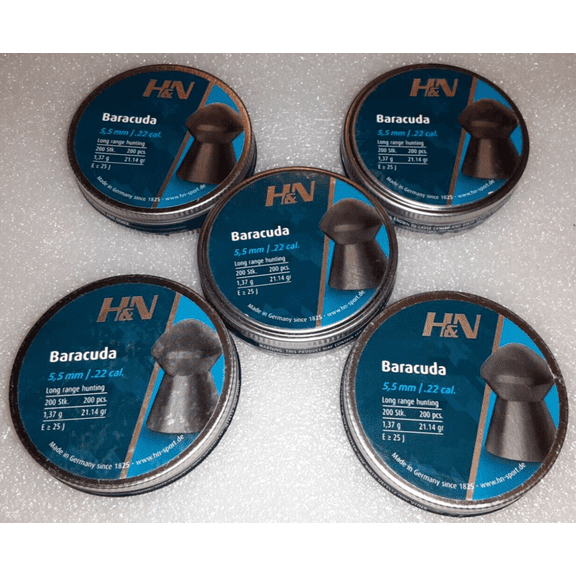 H&N Baracuda .22 Caliber 21.14 gr. Domed Air Gun Pellets 1000 ct