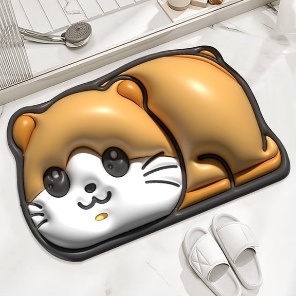 H Non Slip Quick Drying 5D Bath Mat 40X60Cm For Bathroom Floor Entrance Mat With Cat Design