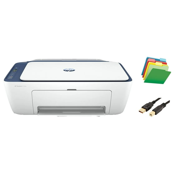 H-P DeskJet 27 Series Printer, All-in-One Color Inkjet Printer, Print Copy Scan, Wireless USB Connectivity, Mobile Printing, up to 9ppm, 4800 x 1200 dpi, with MTC Printer Cable and File Folders