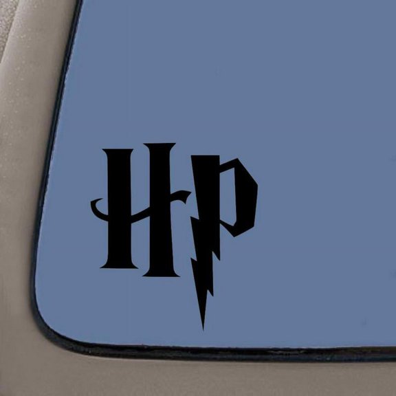 H P Initials Decal | 7.3 Inches By 6.5 Inches | Black Vinyl Decal | Car Truck Van SUV Laptop Macbook Wall Decals