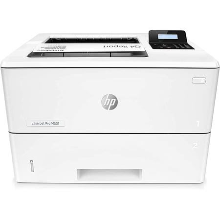H - P Laserjet Pro M501dn Monochrome Wired Laser Printer, 4800x600dpi, 45ppm, Automatic Duplex Printing, 650-sheet Tray, 2-line LCD, Auto-On/Off Technology, No WiFi, Ethernet, w/Printer Cable